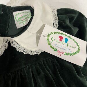 Girl - 2T - NWT- Grace & James Green Velvet 2T Dress
